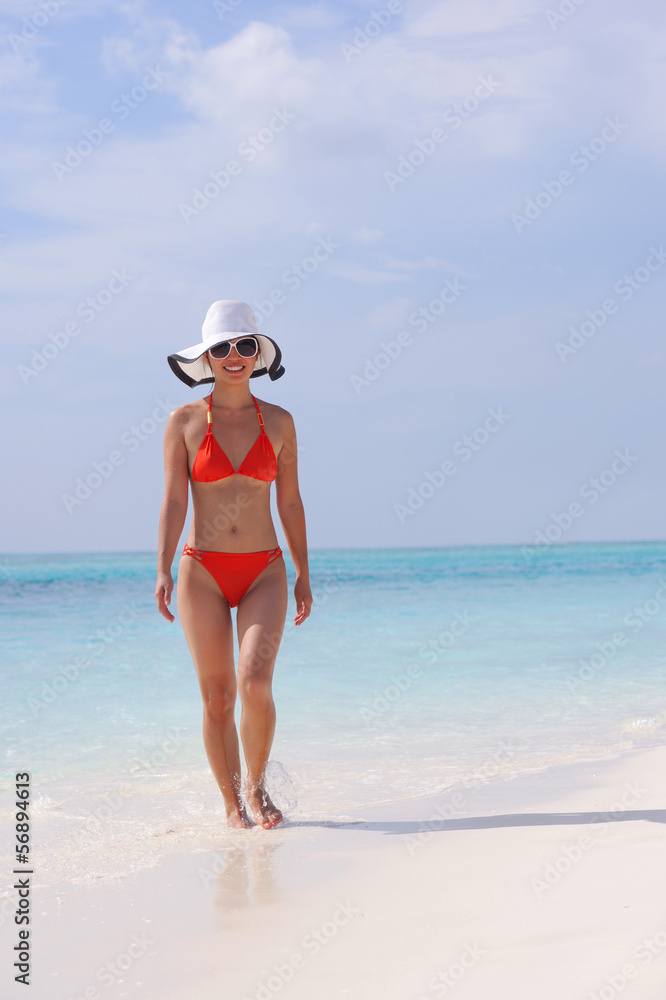 beautiful girl on beach have fun and relax beautiful girl on beach have fun and relax