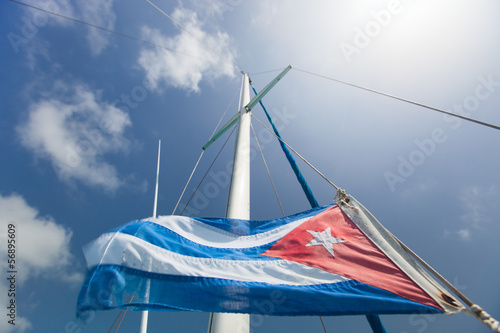 Cuban flag over the sky