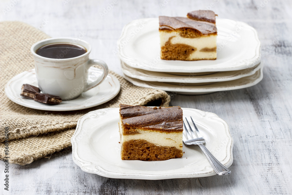 Piece of toffee and vanilla cake Piece of toffee and vanilla cake