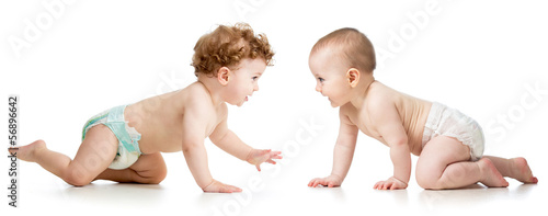 two crawling babies boy and...
