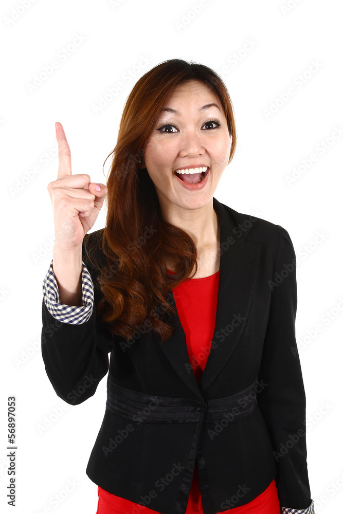 Portrait of young Asian business woman having a good idea. Portrait of young Asian business woman having a good idea.