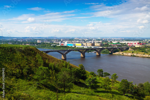 View of Nizhny Novgorod with Molitovsky bridge photo