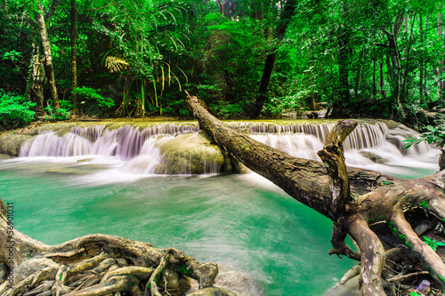 Rainforests waterfall at Erawan waterfall National Park ,Thailan