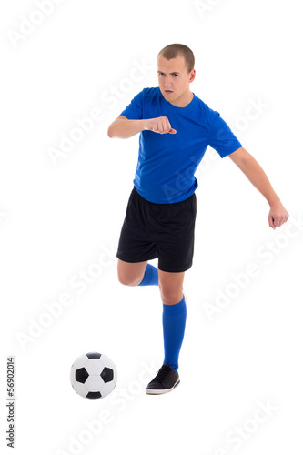 soccer player kicking ball isolated on white background © Di Studio