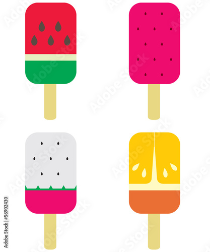 Set of Fruity Popsicle Vector