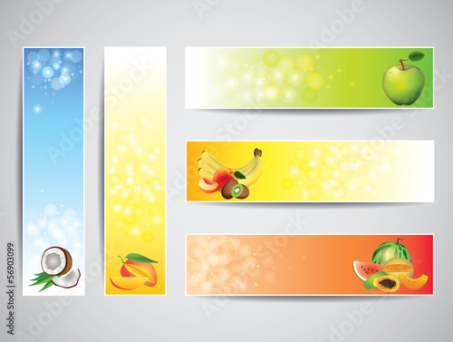 Colorful banners with fruits, vector
