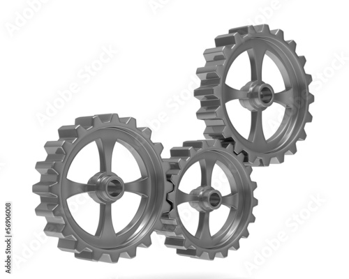 Three gears on white backgr...