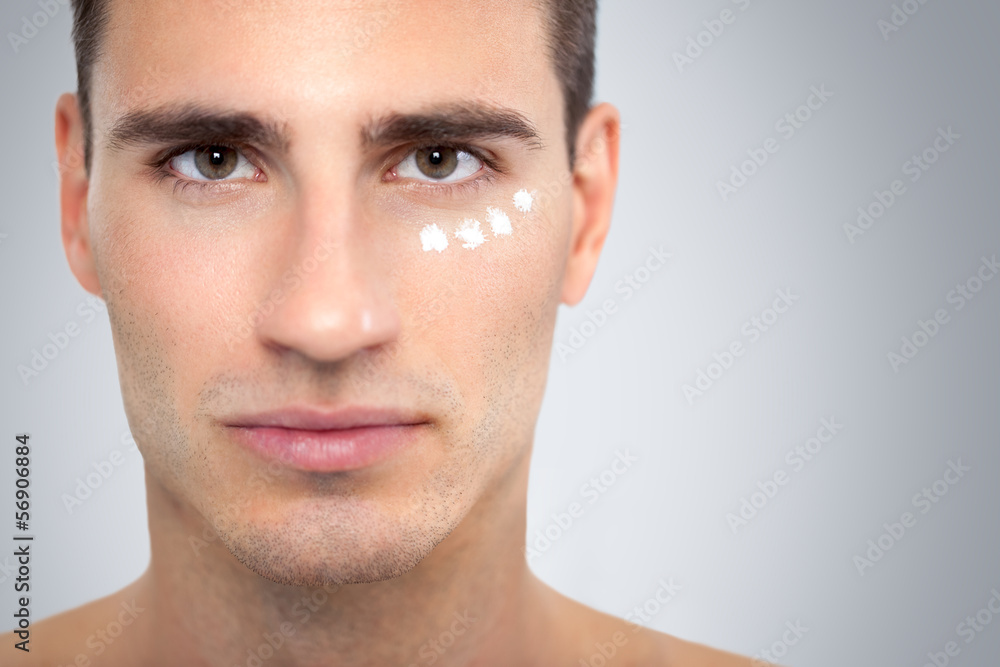 Cream on man's face