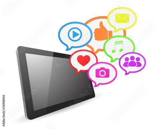 Wallpaper Mural tablet computer 3d social media apps speech bubble Torontodigital.ca