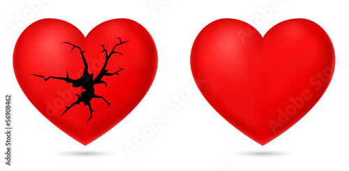 heart with cracked surface icon 3d