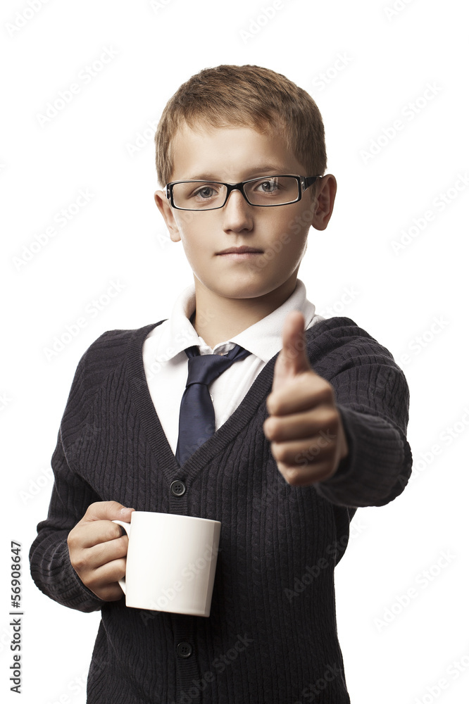 boy holding a cup