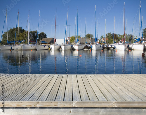 Wooden jetty in marina