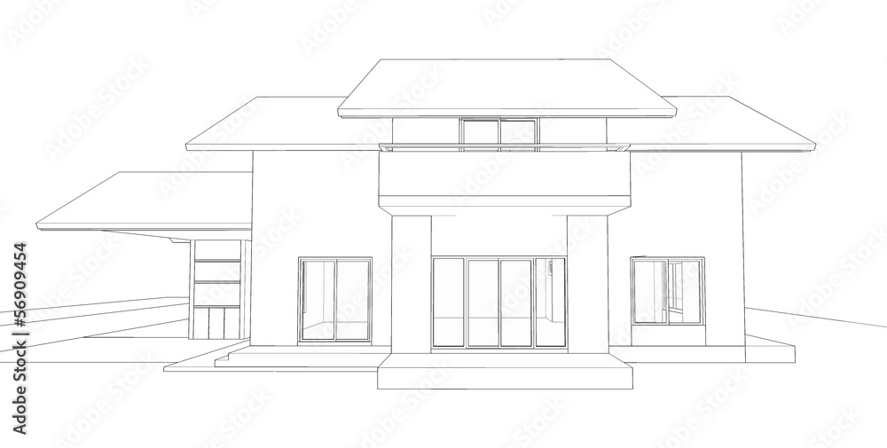 3D wireframe of building 3D wireframe of building