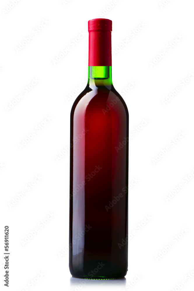 A bottle of red wine on white isolate A bottle of red wine on white isolate
