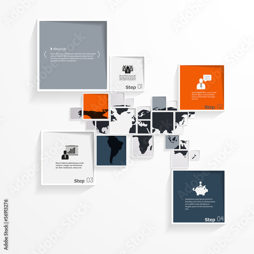Abstract minimalistic square design with world map 