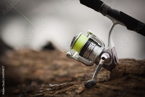 fishing reel. blur background