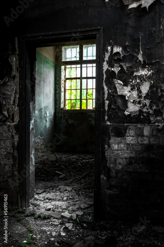 door in a desolate industrial building