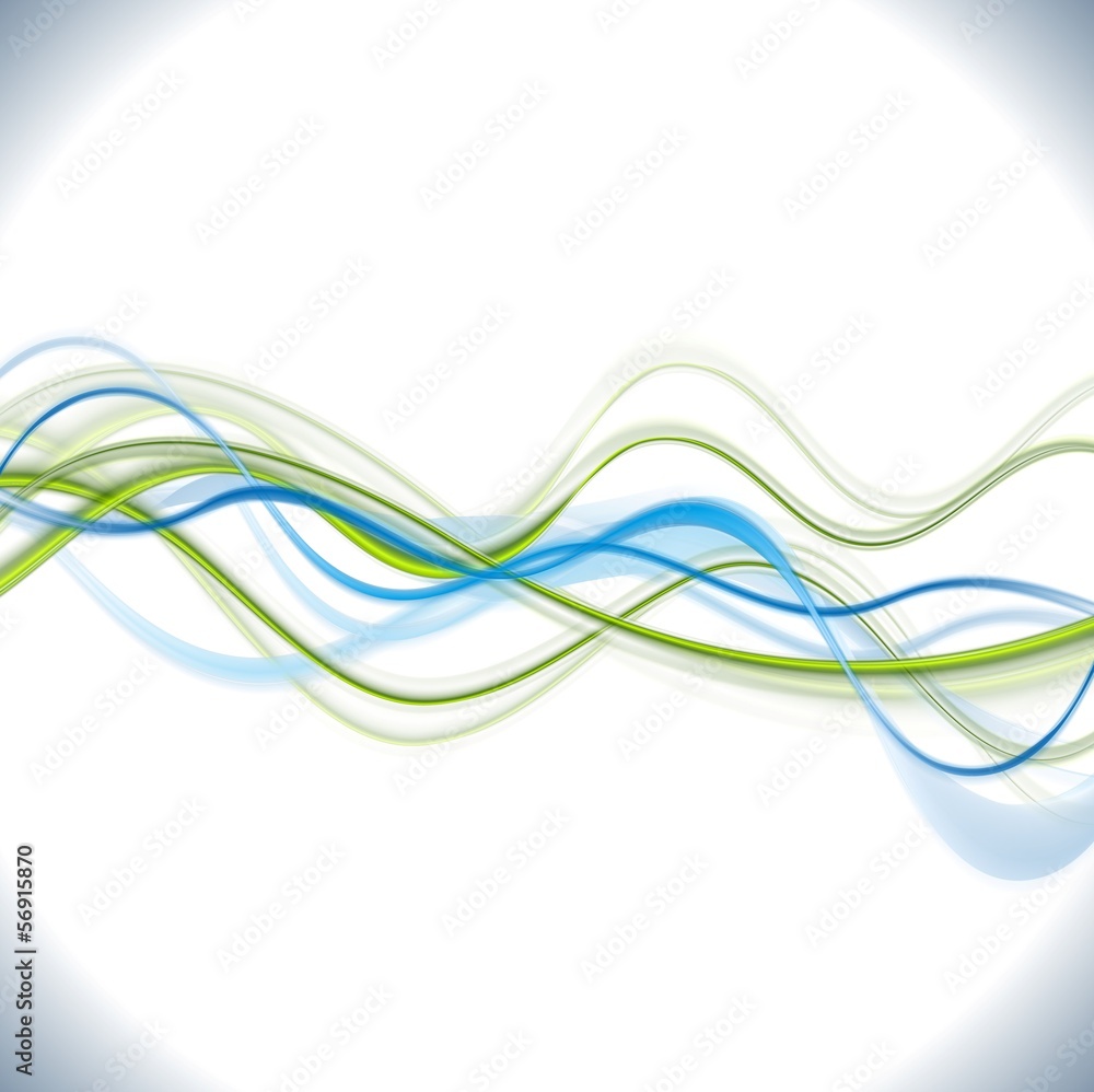 Obraz premium Blue and green vector waves background