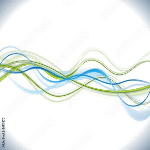 Blue and green vector waves background