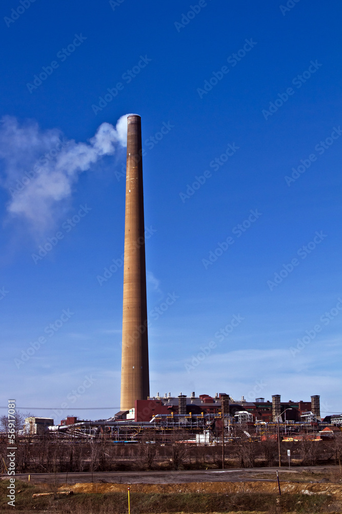 Industrial Stack of a nickel plant in Canada