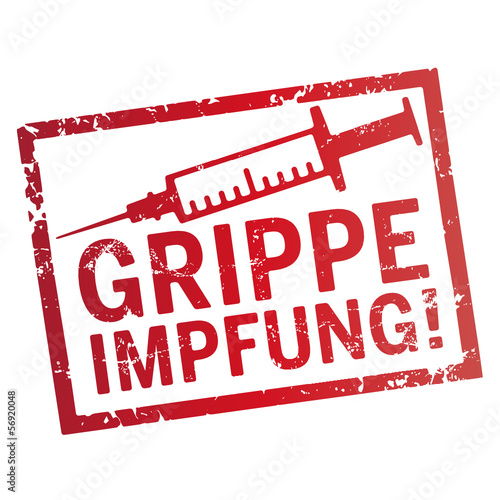Roter Stempel Grippeimpfung mit Spritze