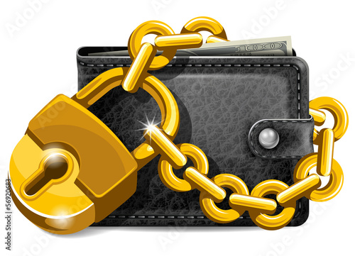 Wallet with padlock