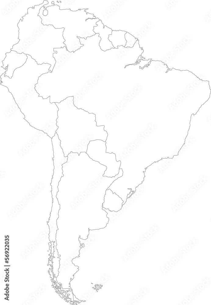 Contour South America map