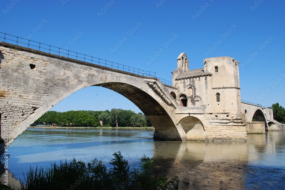 The Saint Benezet bridge on Rhone river in Avignon, France