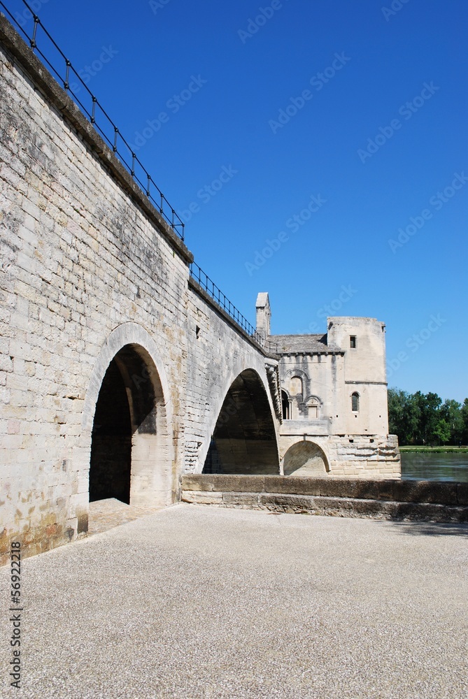 The Saint Benezet bridge on Rhone river in Avignon, France The Saint Benezet bridge on Rhone river in Avignon, France