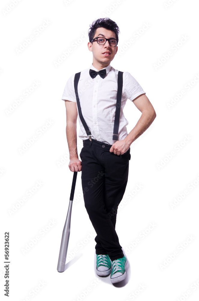 Funny man with baseball bat Funny man with baseball bat