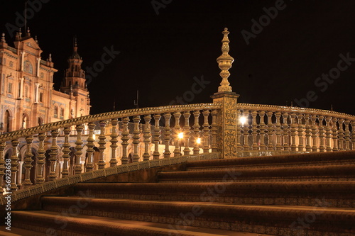 Night at famous Plaza de Espana in Sevilla, side view  photo