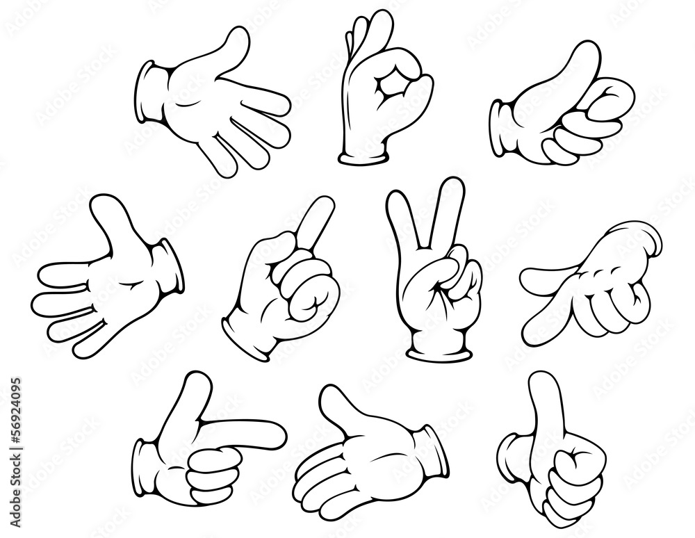 Cartoon hand gestures set Stock Vector | Adobe Stock