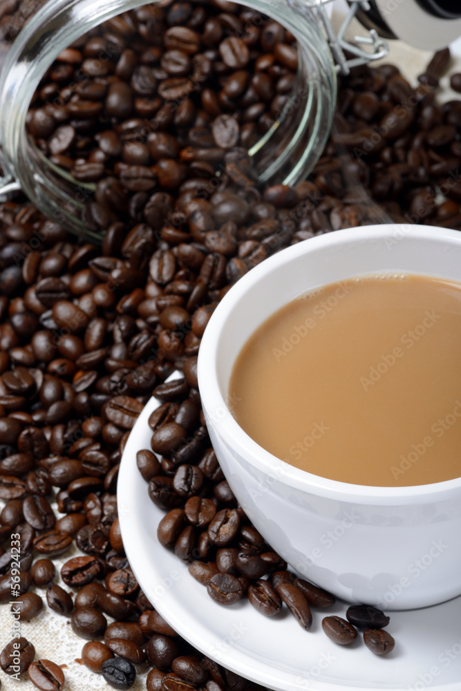 Fototapeta premium Coffee cup and beans
