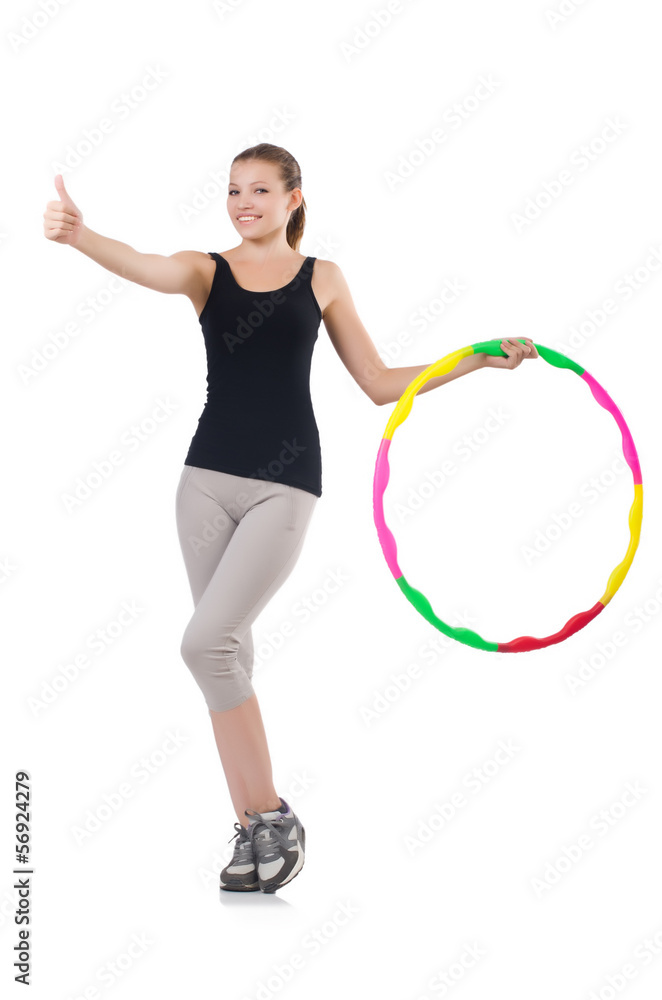 Woman doing exercises with hula hoop Woman doing exercises with hula hoop