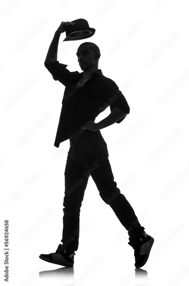 silhouette of male dancer isolated on white silhouette of male dancer isolated on white