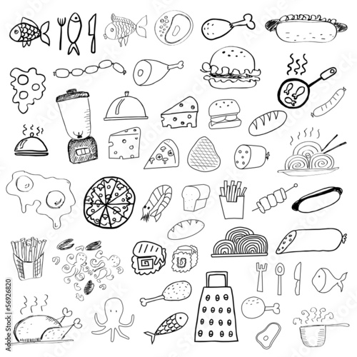 Set of food doodles