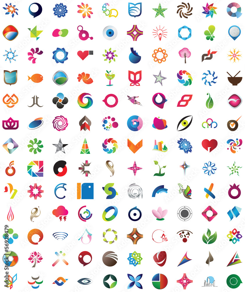 Huge collection of trendy icons - obrazy, fototapety, plakaty 