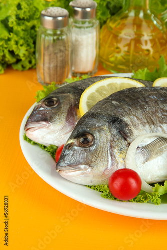 Dorado fish on table close-up