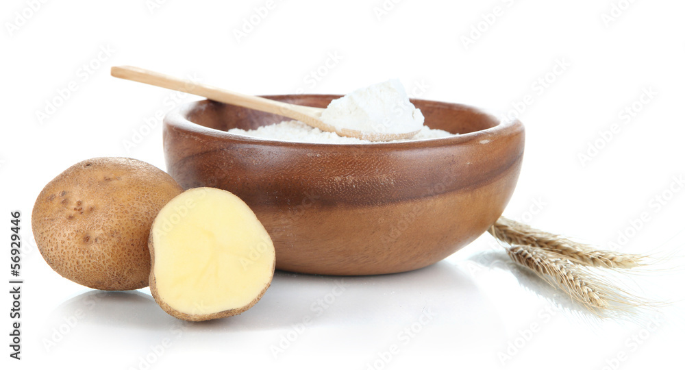 Starch in bowl isolated on white Starch in bowl isolated on white