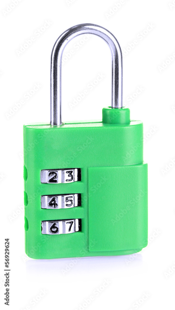 Green padlock isolated on white Green padlock isolated on white
