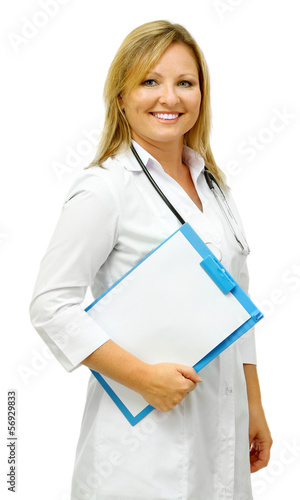 Woman doctor writing  medic...