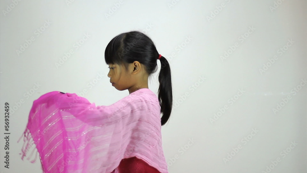 Little Asian Girl Does A Creative Dance-Side View Little Asian Girl Does A Creative Dance-Side View