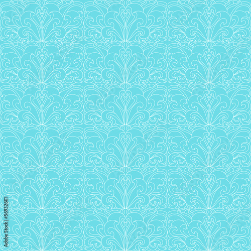 Gentle white seamless floral pattern on a blue background