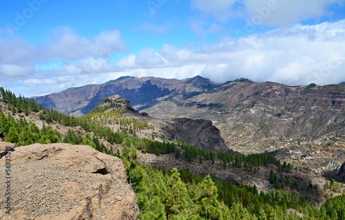 Gran Canaria mountain landscape. View from Roque Nublo peak.