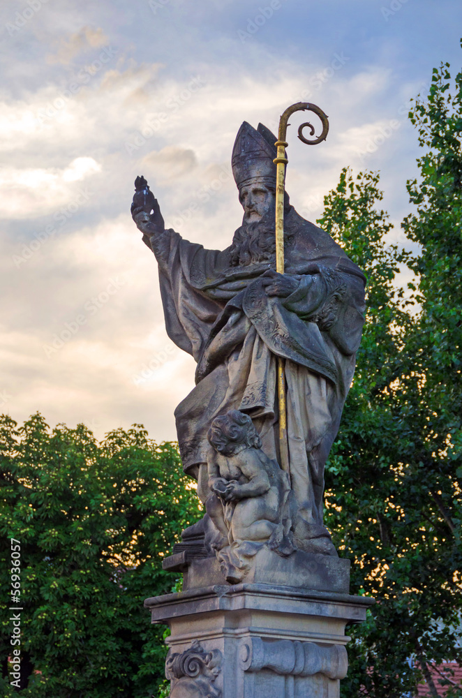 Naklejka premium Augustine of Hippo monument Charles bridge Prague