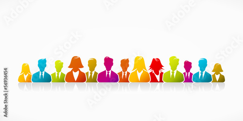 Happy cheerful business silhouettes expressing unity