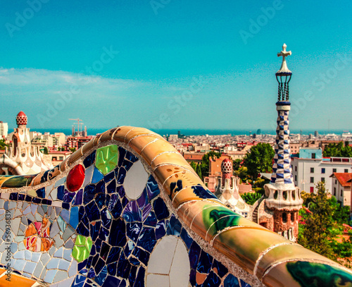 The famous Park Guell in Barcelona, Spain. photo