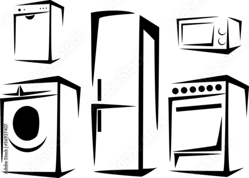 stylized kitchen appliances