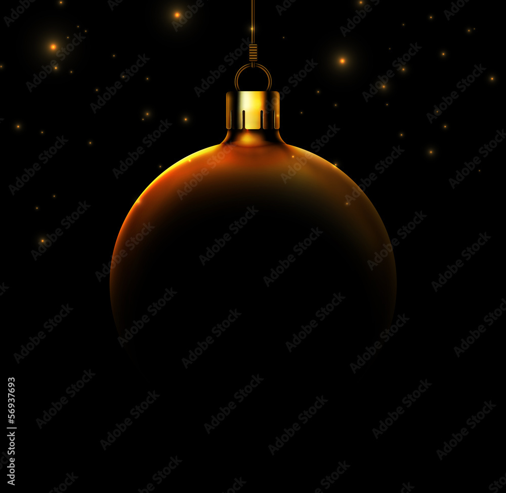 Christmas ball on black background - obrazy, fototapety, plakaty 