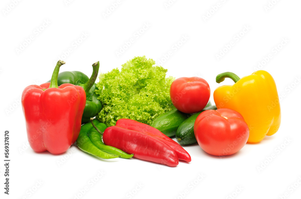 fresh vegetables on white fresh vegetables on white